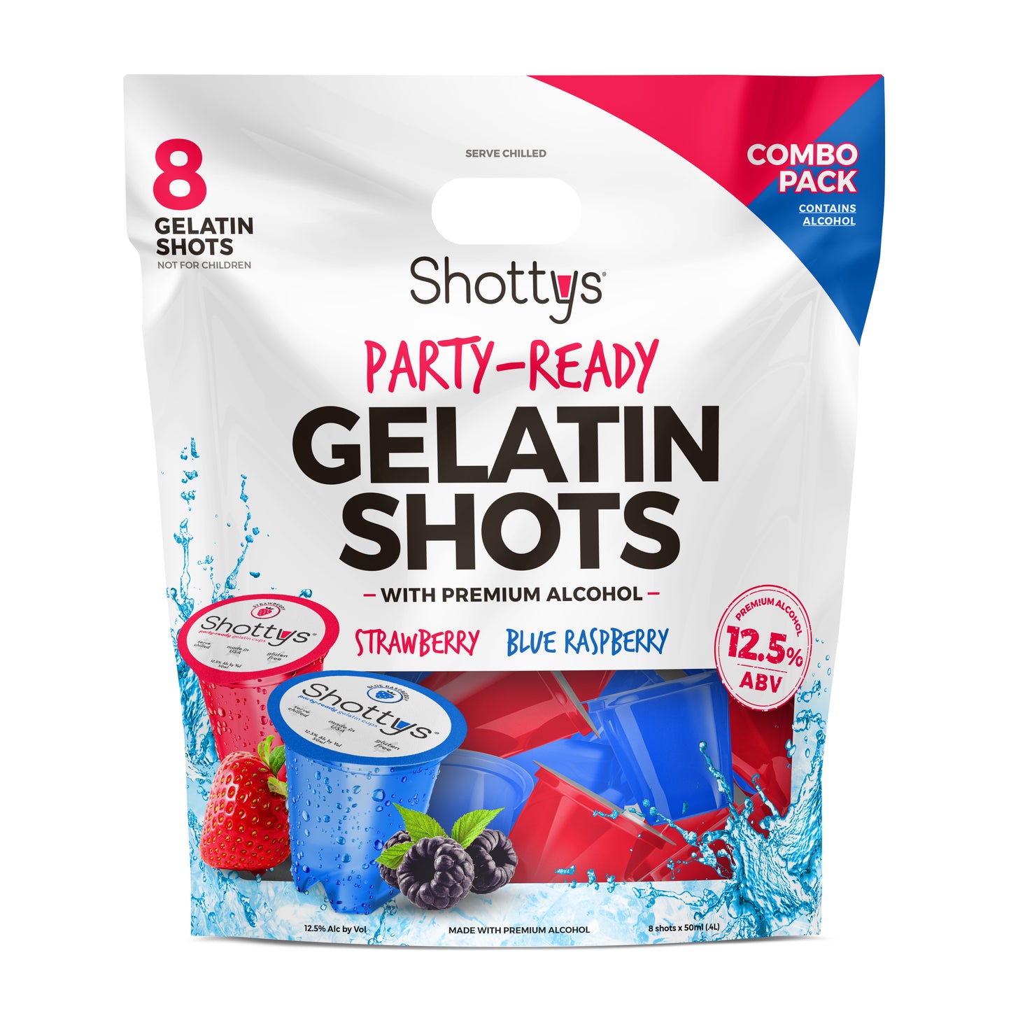 Strawberry/Blue Raspberry Gelatin Shots (8 shots)